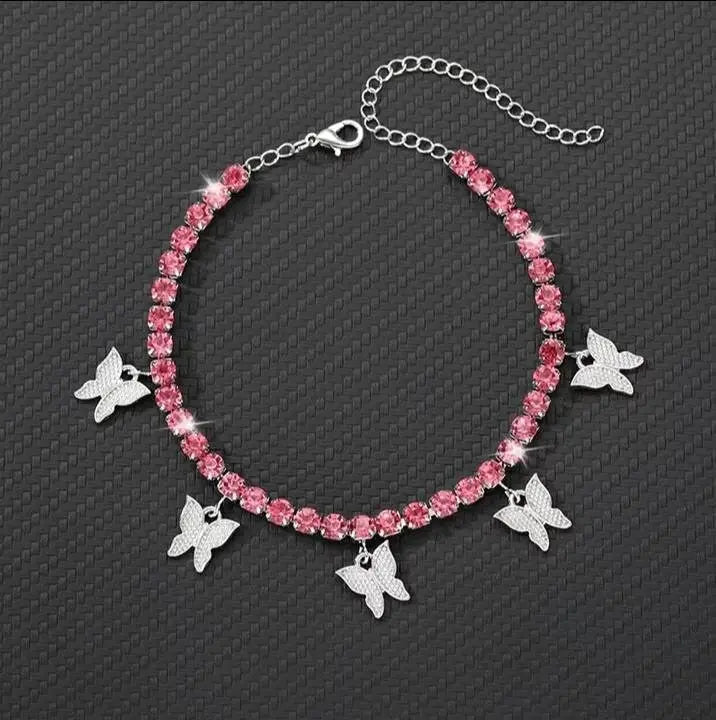 Butterfly Ankle Bracelets for Women, 14K Gold Adjustable Tennis Anklet Alloy Foot Chain Jewelry Girls - JettsJewelers