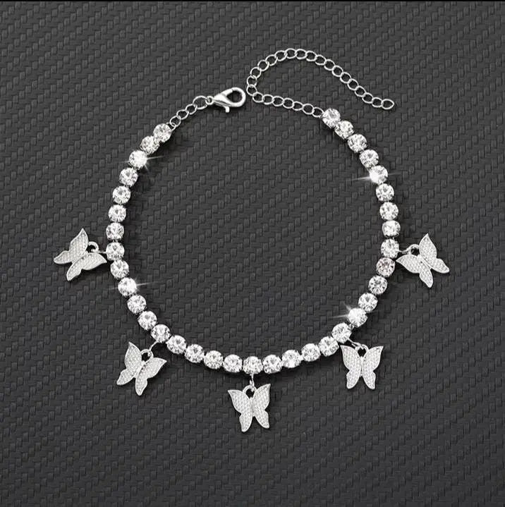 Butterfly Ankle Bracelets for Women, 14K Gold Adjustable Tennis Anklet Alloy Foot Chain Jewelry Girls JettsJewelers