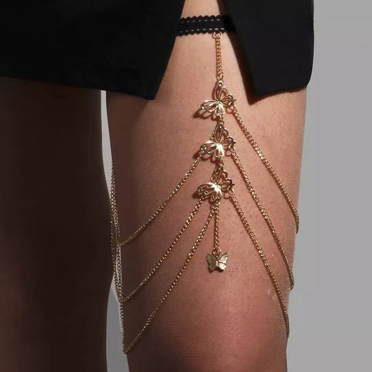 Butterfly Charm Chain Leg Chain Gold and Silver for Women Thigh Chain For Girls Gold Pendant Boho Body Chain for Beach Summer Holiday JettsJewelers