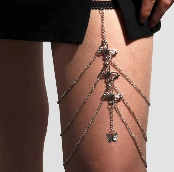 Butterfly Charm Chain Leg Chain Gold and Silver for Women Thigh Chain For Girls Gold Pendant Boho Body Chain for Beach Summer Holiday JettsJewelers