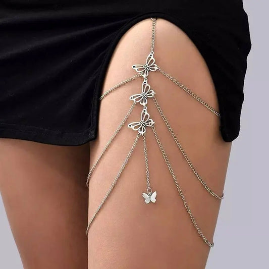 Butterfly Charm Chain Leg Chain Gold and Silver for Women Thigh Chain For Girls Gold Pendant Boho Body Chain for Beach Summer Holiday JettsJewelers
