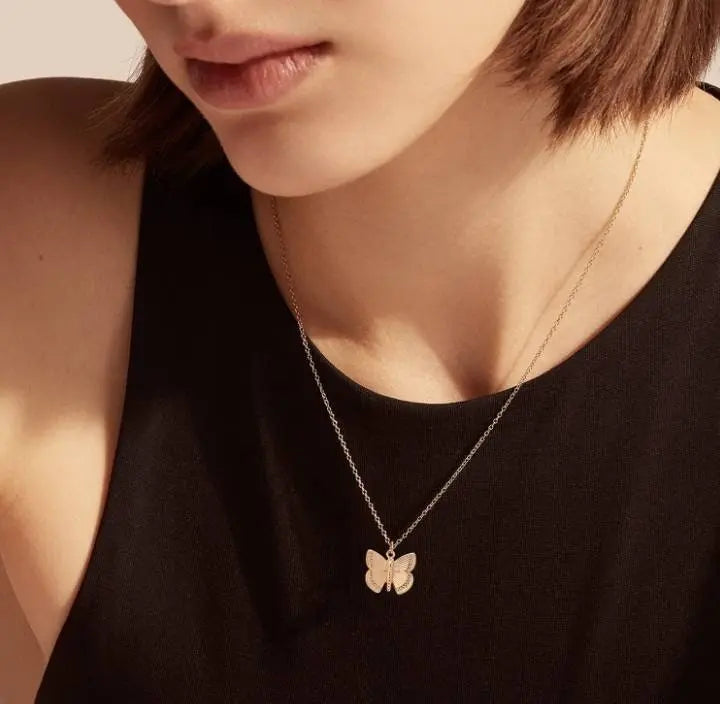 Butterfly Pendant Necklace,Women 14k Gold Plated Handmade Dainty Butterfly Necklace - JettsJewelers