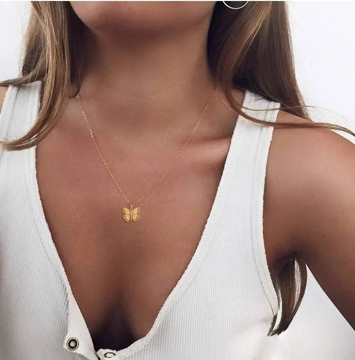 Butterfly Pendant Necklace,Women 14k Gold Plated Handmade Dainty Butterfly Necklace - JettsJewelers