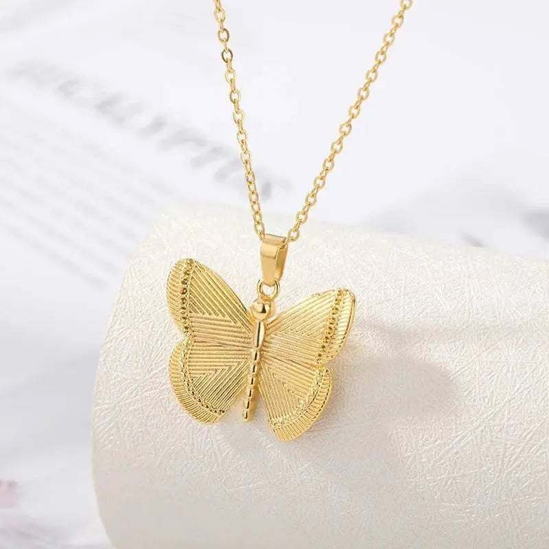 Butterfly Pendant Necklace,Women 14k Gold Plated Handmade Dainty Butterfly Necklace - JettsJewelers