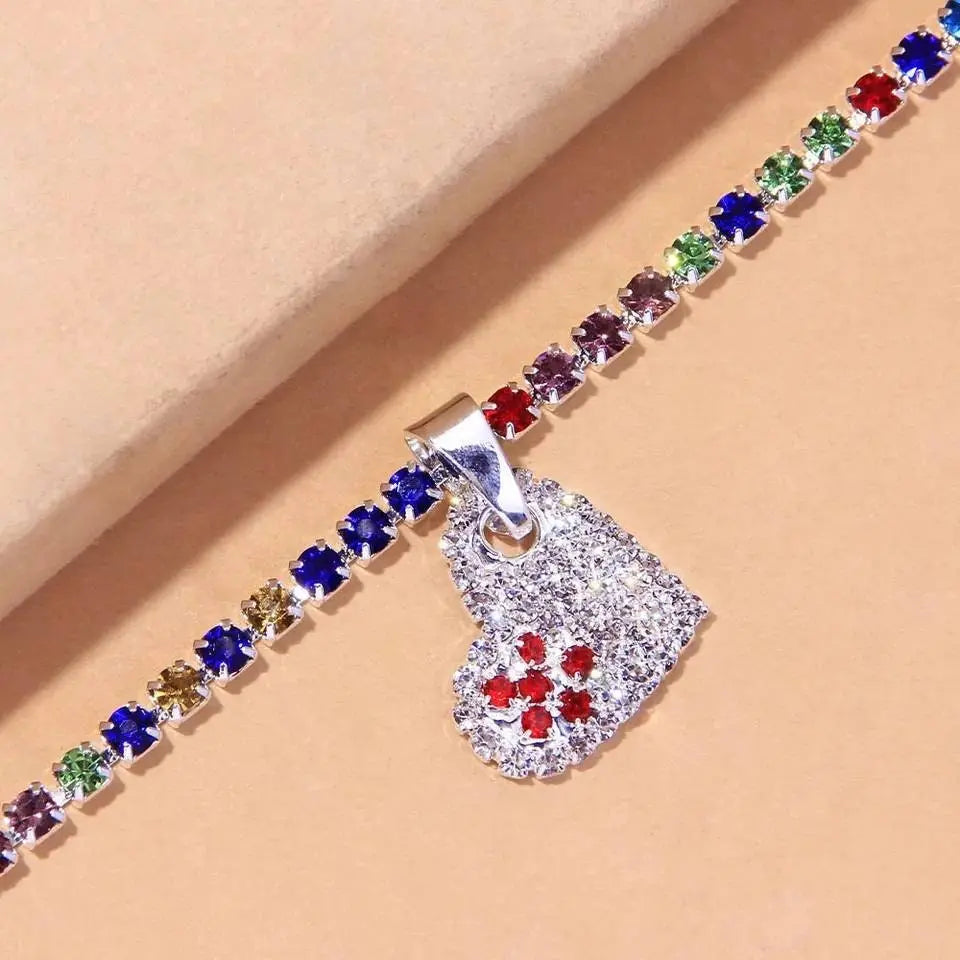 Colorful Heart Rhinestones Anklet Foot Jewelry for Women Beach Barefoot Chain Bracelet On the Leg Accessories Gift - JettsJewelers