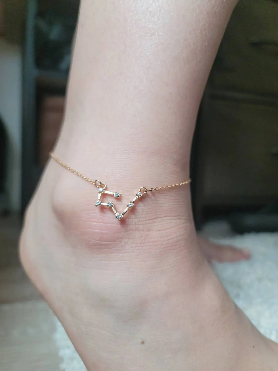 Constellation ANKLET, Cubic Circonia Diamonds, 18k gold plated, CZ, Zodiac Ankle Bracelet Chain JettsJewelers