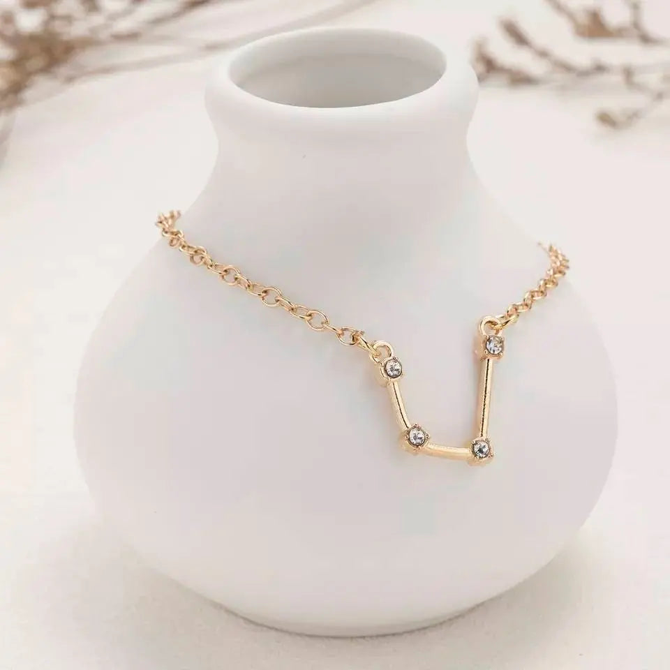Constellation ANKLET, Cubic Circonia Diamonds, 18k gold plated, CZ, Zodiac Ankle Bracelet Chain JettsJewelers
