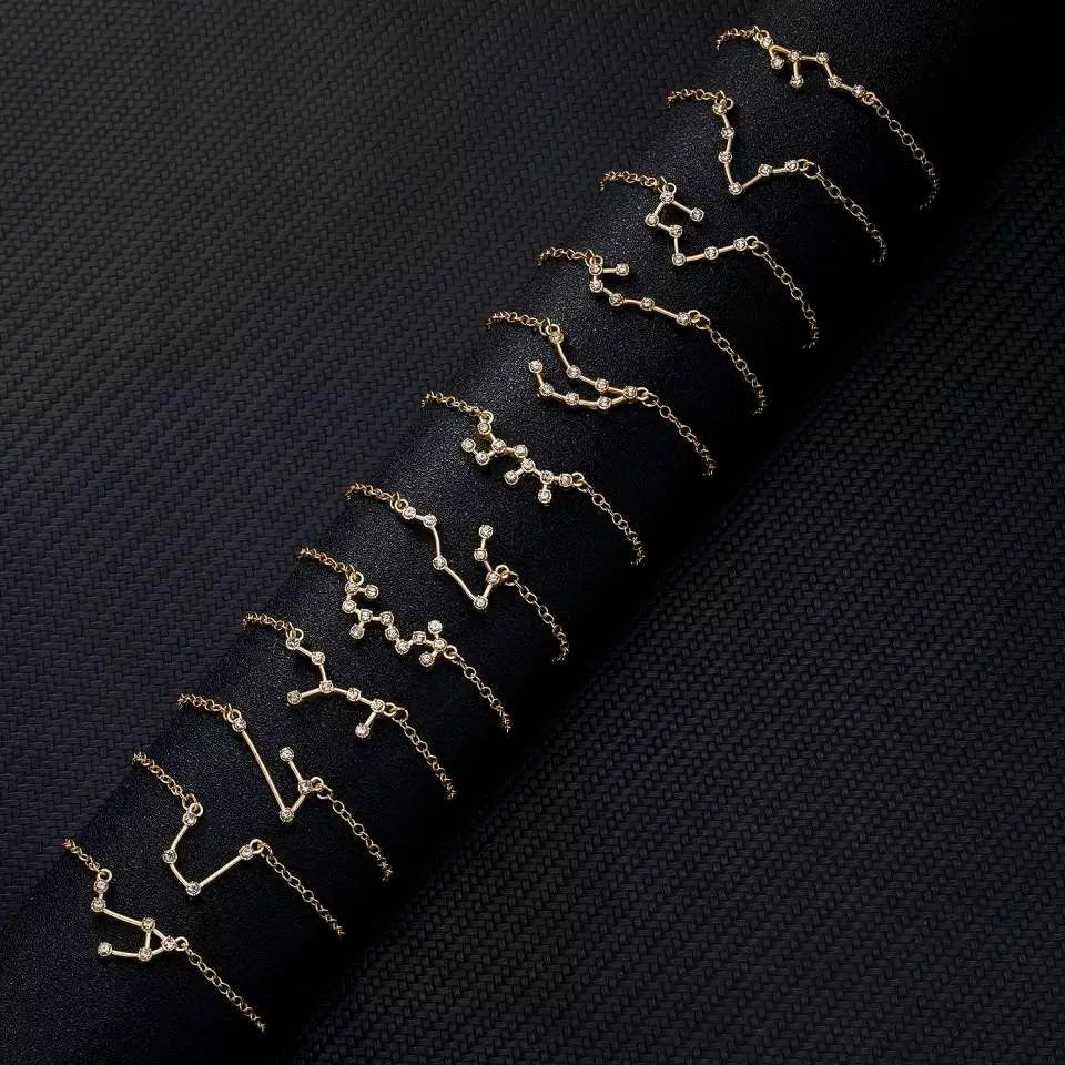 Constellation ANKLET, Cubic Circonia Diamonds, 18k gold plated, CZ, Zodiac Ankle Bracelet Chain JettsJewelers