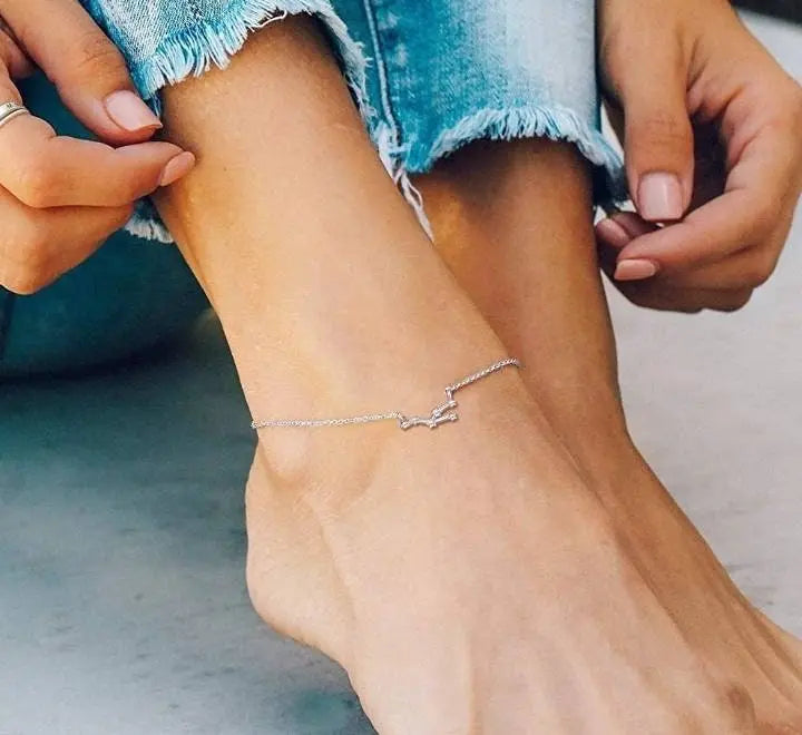 Constellation ANKLET, Cubic Circonia Diamonds, 18k gold plated, CZ, Zodiac Ankle Bracelet Chain JettsJewelers