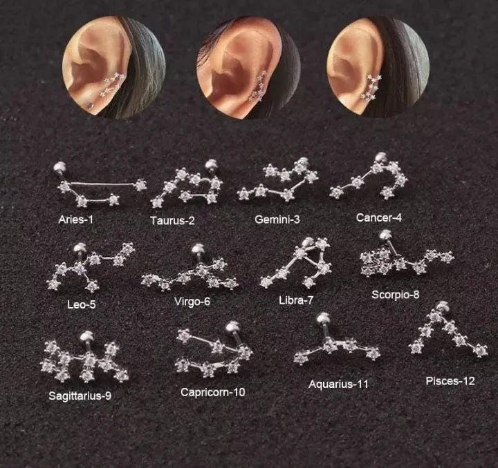 Constellation Earrings, Cubic Circonia Diamonds, 14k gold filled, CZ, Celestial Zodiac Earrings - JettsJewelers
