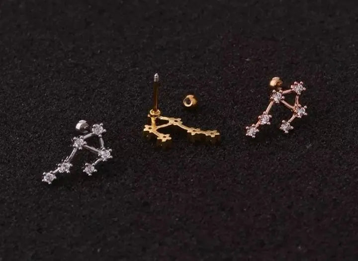 Constellation Earrings, Cubic Circonia Diamonds, 14k gold filled, CZ, Celestial Zodiac Earrings - JettsJewelers