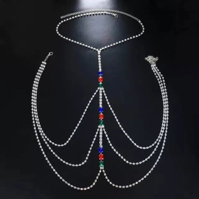 Crystal Body Chain Bikini Body Chains Nightclub Chest Chain Fashion Body Jewelry for Women and Girls Rhinestone - JettsJewelers