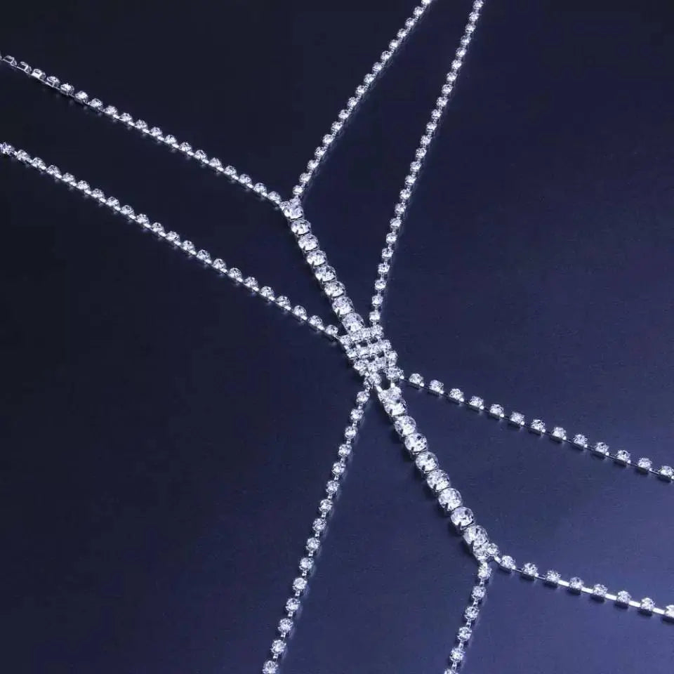 Crystal Body Chain Bikini Body Chains Nightclub Chest Chain Fashion Body Jewelry for Women and Girls Rhinestone - JettsJewelers