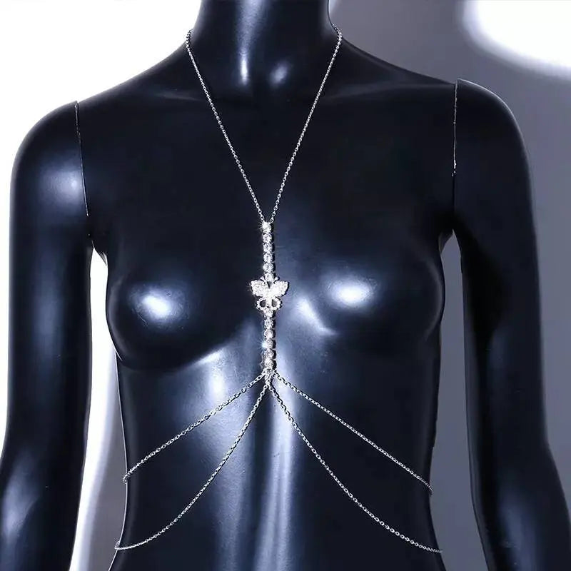 Crystal Butterfly Rhinestones Bra Body Sexy Bikini Silver Gold Beauty Chest Bracket Bras Nightclub and Partying Body Jewelry for Women JettsJewelers