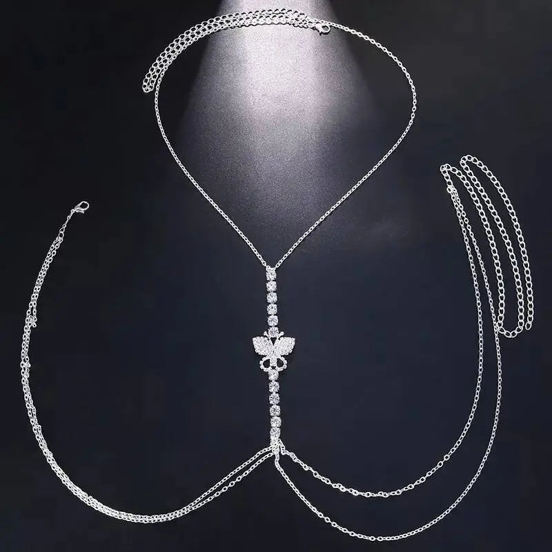 Crystal Butterfly Rhinestones Bra Body Sexy Bikini Silver Gold Beauty Chest Bracket Bras Nightclub and Partying Body Jewelry for Women JettsJewelers