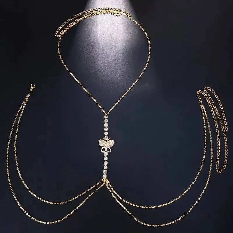 Crystal Butterfly Rhinestones Bra Body Sexy Bikini Silver Gold Beauty Chest Bracket Bras Nightclub and Partying Body Jewelry for Women JettsJewelers