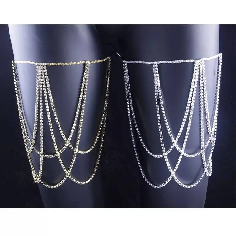Crystal Leg  Chain Bikini Body Chains Nightclub Chest Chain Fashion Body Jewelry for Women and Girls Rhinestone - JettsJewelers