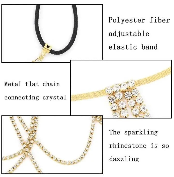 Crystal Leg  Chain Bikini Body Chains Nightclub Chest Chain Fashion Body Jewelry for Women and Girls Rhinestone - JettsJewelers
