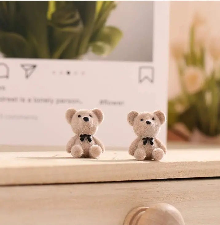 Cute Flocking Bow Bear Stud Earrings Fashion Jewelry Animal Stud Earrings Dainty Earring for Women Girls - JettsJewelers