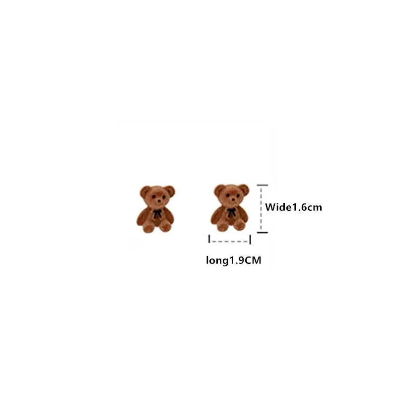 Cute Flocking Bow Bear Stud Earrings Fashion Jewelry Animal Stud Earrings Dainty Earring for Women Girls - JettsJewelers