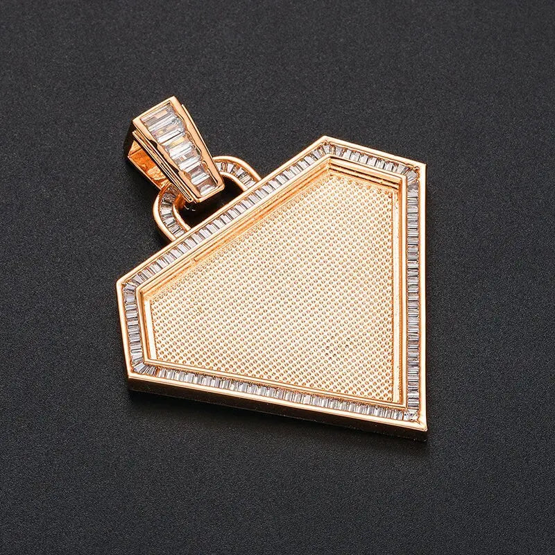 Diamond Photo Necklace with Engraving Personalized for Men Women, 18K Gold/Platinum Plated AAA CZ Medallion Customized Photo Pendant JettsJewelers