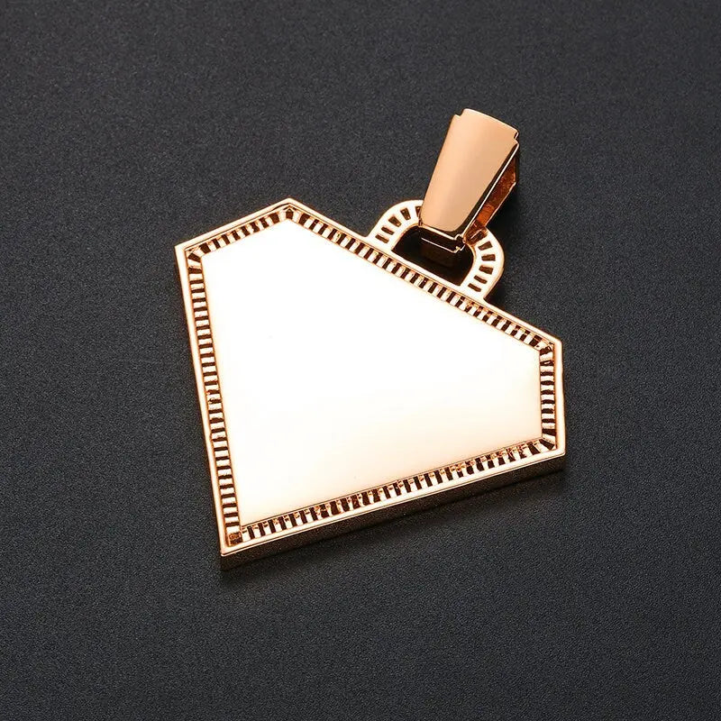 Diamond Photo Necklace with Engraving Personalized for Men Women, 18K Gold/Platinum Plated AAA CZ Medallion Customized Photo Pendant JettsJewelers