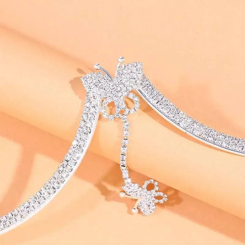 Double Butterfly Rhinestone Bra Body Chain Sexy Bikini Gold  Beauty Crystal Chest Bracket Bras Chain Nightclub Body Jewelry for Women JettsJewelers