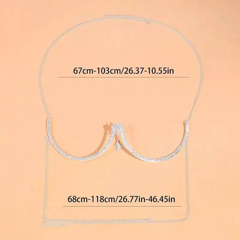 Double Butterfly Rhinestone Bra Body Chain Sexy Bikini Gold  Beauty Crystal Chest Bracket Bras Chain Nightclub Body Jewelry for Women JettsJewelers