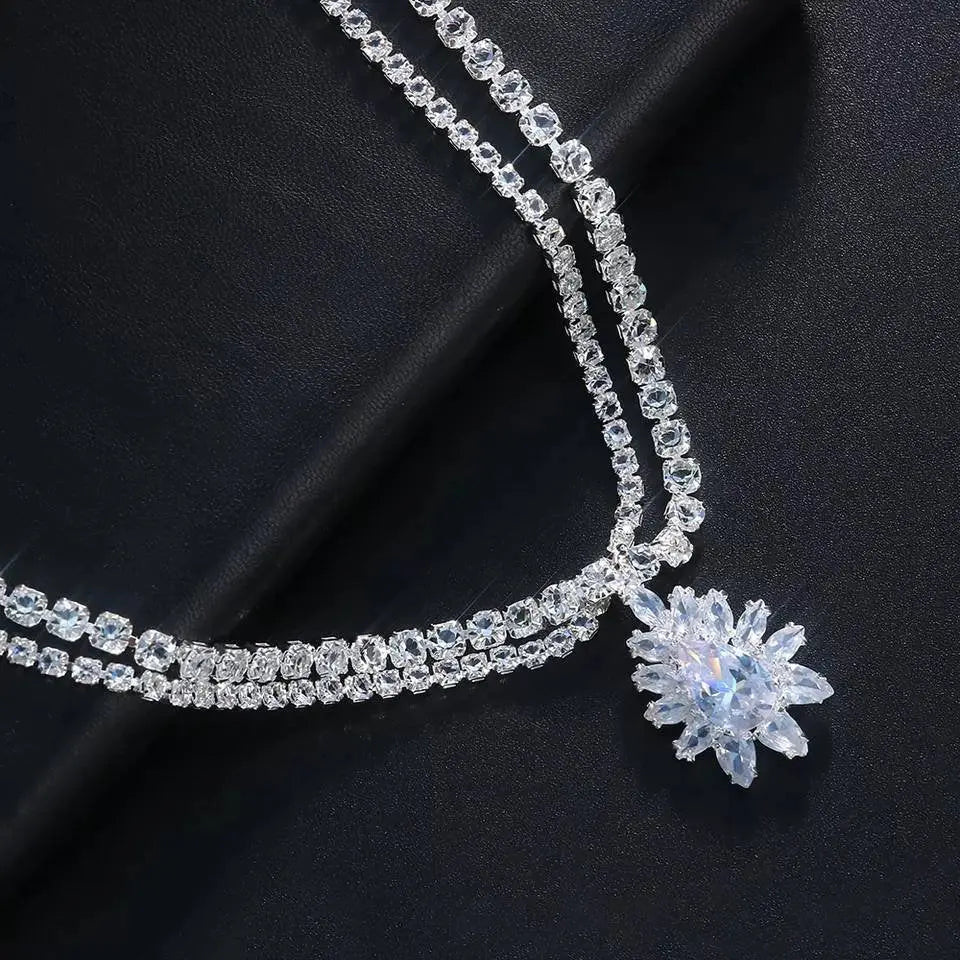 Double Layered Zircon Drop Choker Gold and Silver Choker Necklace Collar JettsJewelers