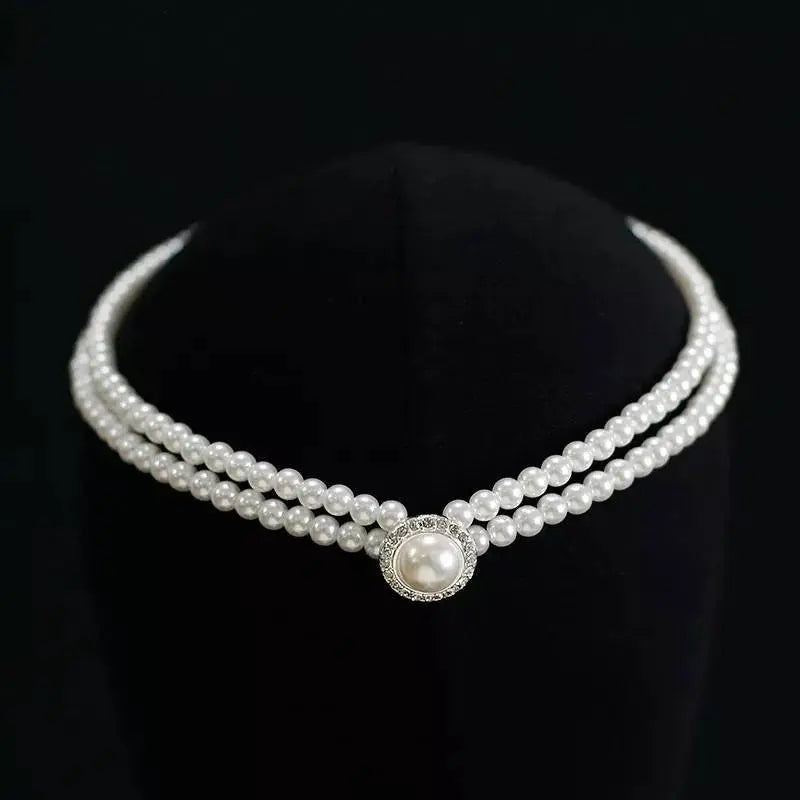 Double Pearl and Crystal Necklace JettsJewelers