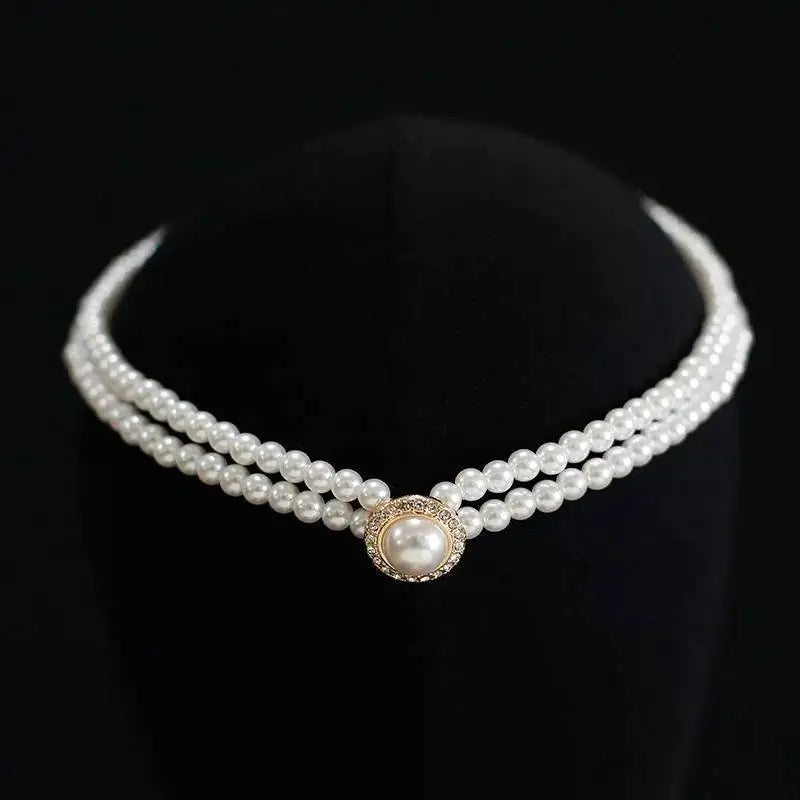 Double Pearl and Crystal Necklace JettsJewelers
