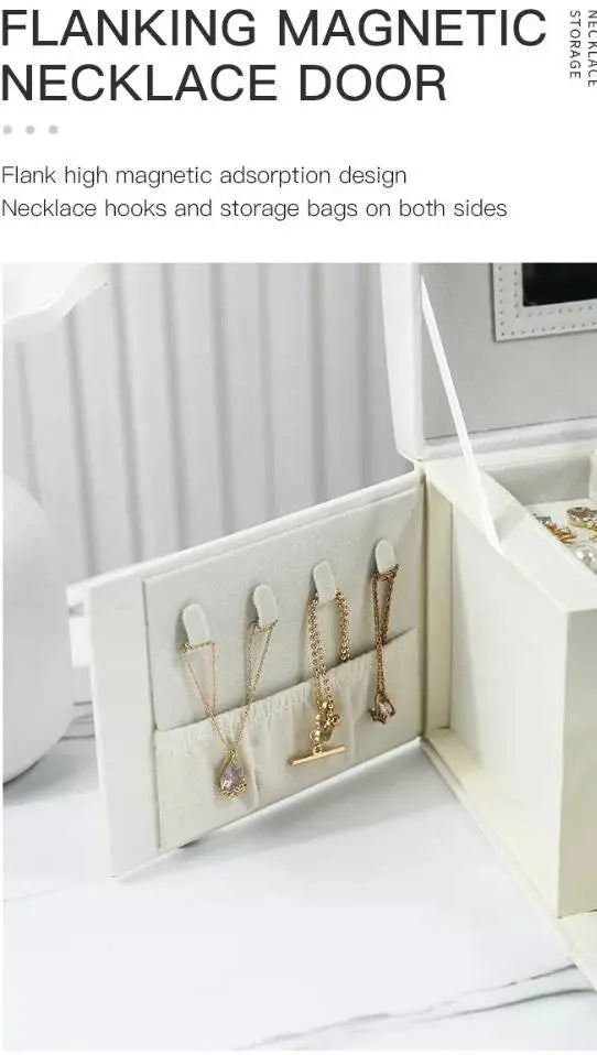 Dream Butterfly Jewelry Boxes for Woman, 3 Layer PU Leather Jewelry Organizer Box with Mirror and Lock. Medium Sized Portable Travel JettsJewelers