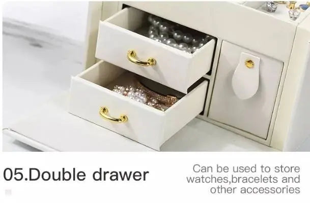 Dream Butterfly Jewelry Boxes for Woman, 3 Layer PU Leather Jewelry Organizer Box with Mirror and Lock. Medium Sized Portable Travel JettsJewelers