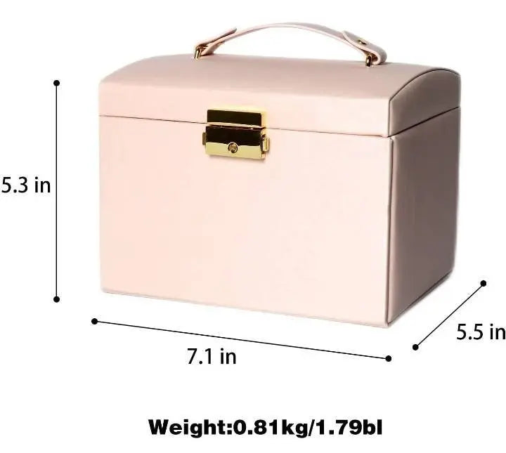 Dream Butterfly Jewelry Boxes for Woman, 3 Layer PU Leather Jewelry Organizer Box with Mirror and Lock. Medium Sized Portable Travel JettsJewelers