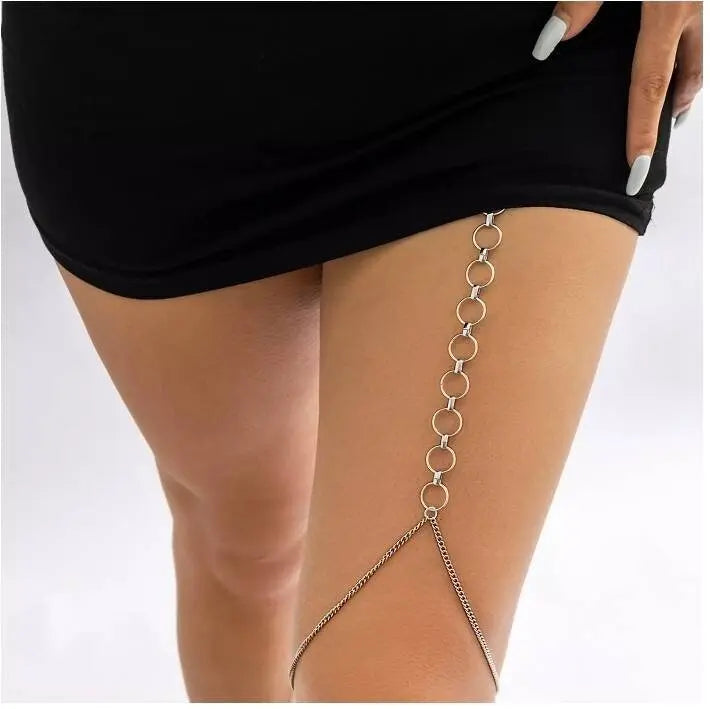 Elastic Band Chain Leg Chain Gold and Silver for Women Thigh Chain For Girls Gold Pendant Boho Body Chain for Beach Summer Holiday JettsJewelers