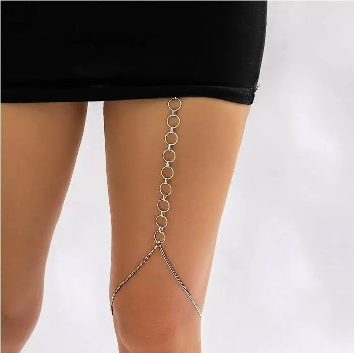Elastic Band Chain Leg Chain Gold and Silver for Women Thigh Chain For Girls Gold Pendant Boho Body Chain for Beach Summer Holiday JettsJewelers