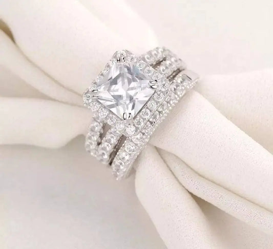 Engagement 4ct Ring for Women Sterling Silver Cubic Zirconia Wedding Band Bridal Set - JettsJewelers