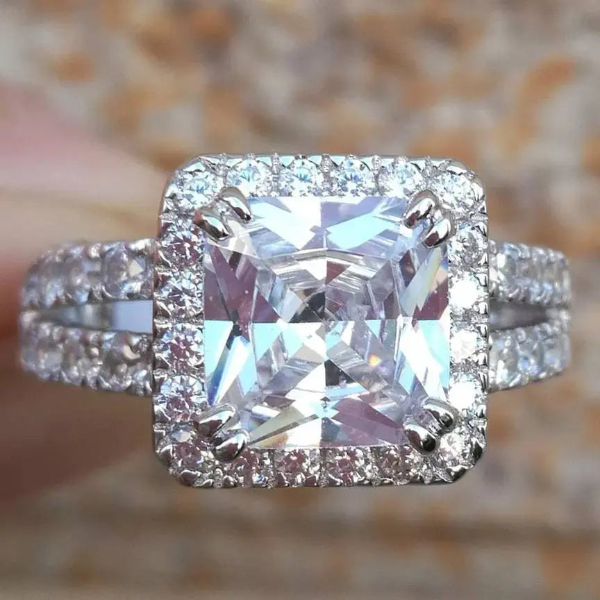 Engagement 4ct Ring for Women Sterling Silver Cubic Zirconia Wedding Band Bridal Set - JettsJewelers