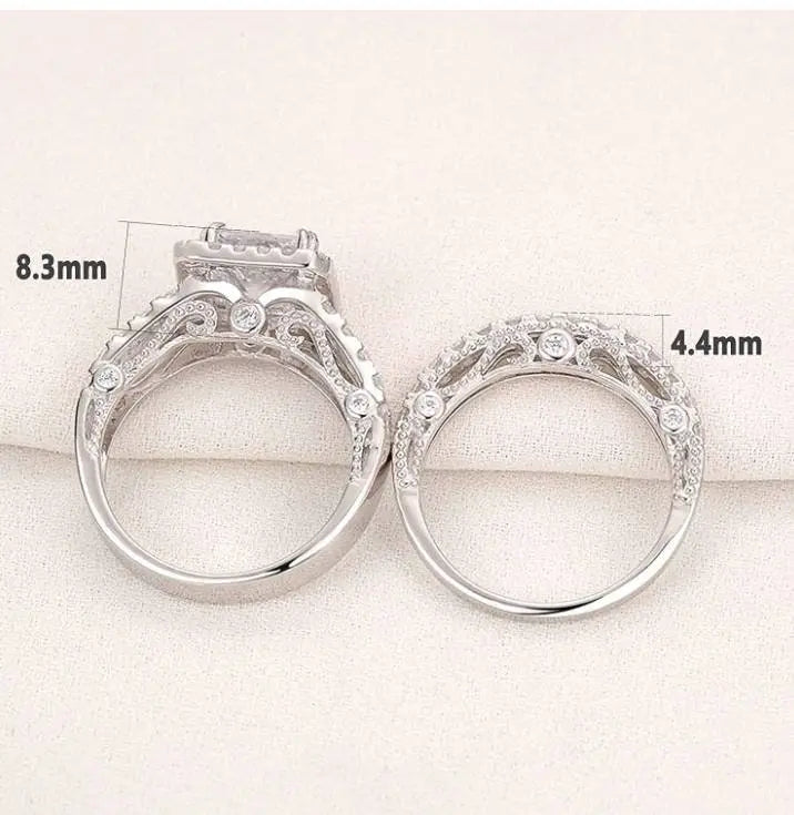 Engagement 4ct Ring for Women Sterling Silver Cubic Zirconia Wedding Band Bridal Set - JettsJewelers