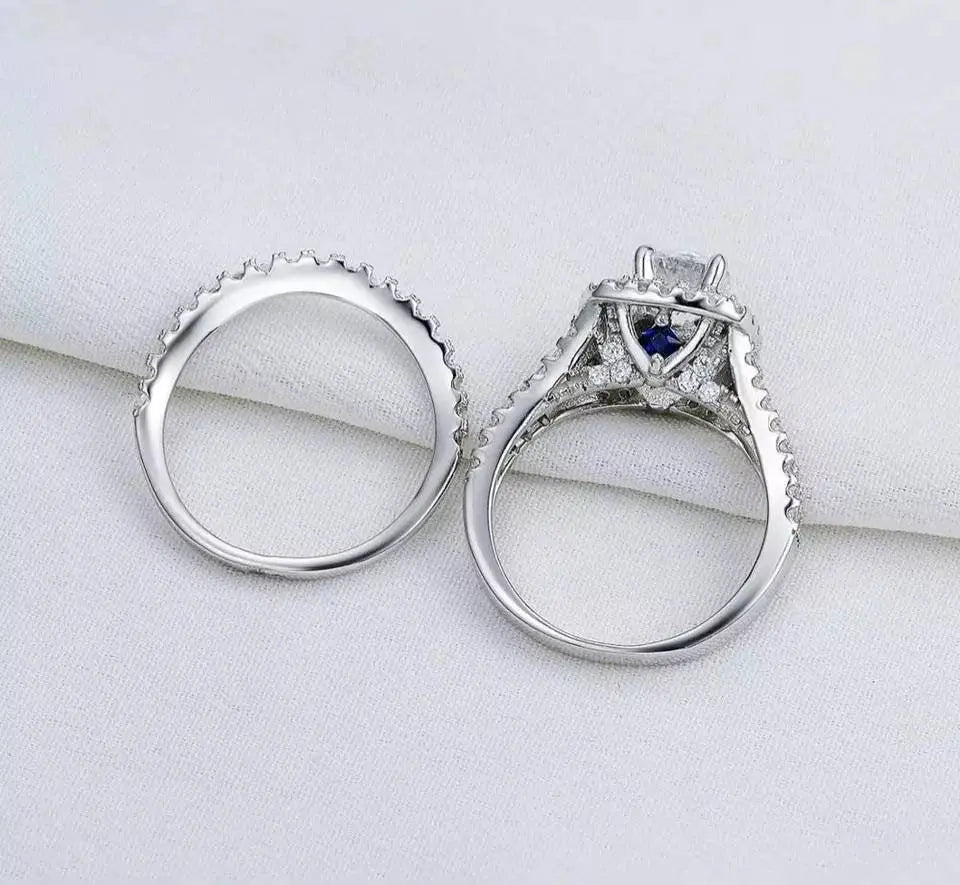 Engagement Wedding Ring Set For Women 925 Sterling Silver 2.4ct Round Pear White Cz Size 4-12 - JettsJewelers