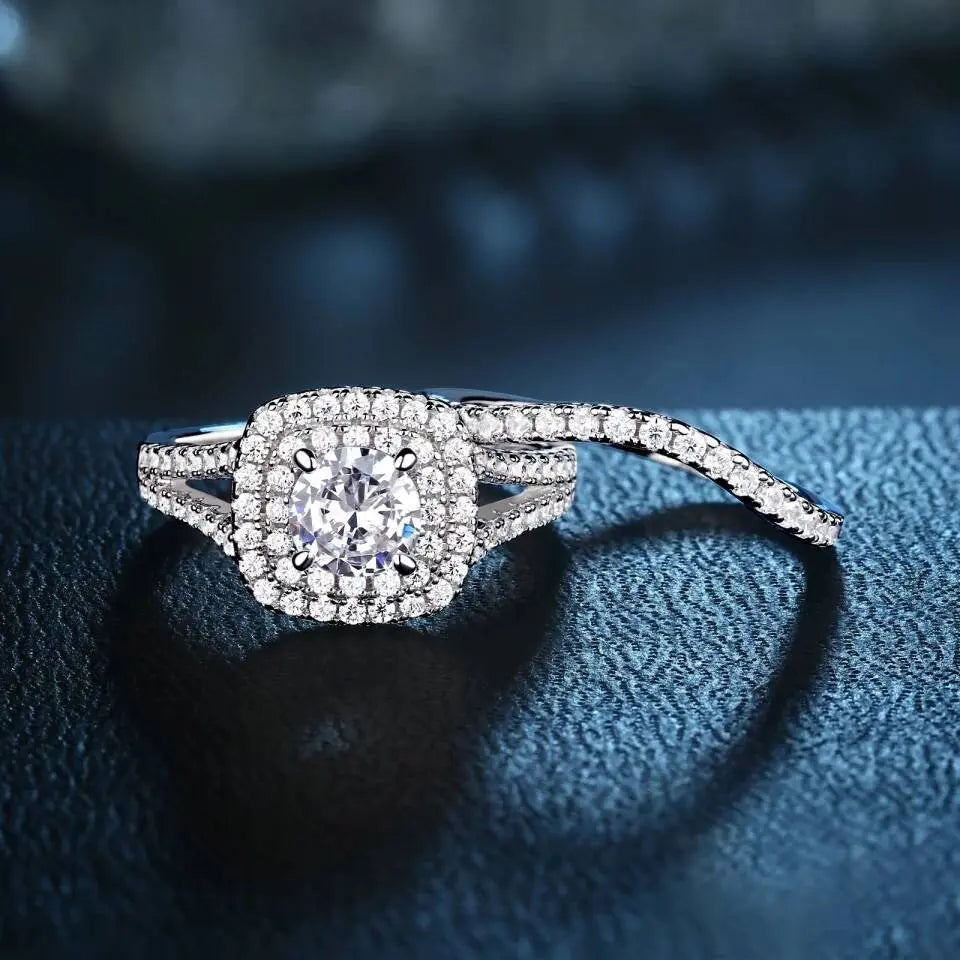 Engagement Wedding Ring Set For Women 925 Sterling Silver 2.4ct Round Pear White Cz Size 4-12 - JettsJewelers