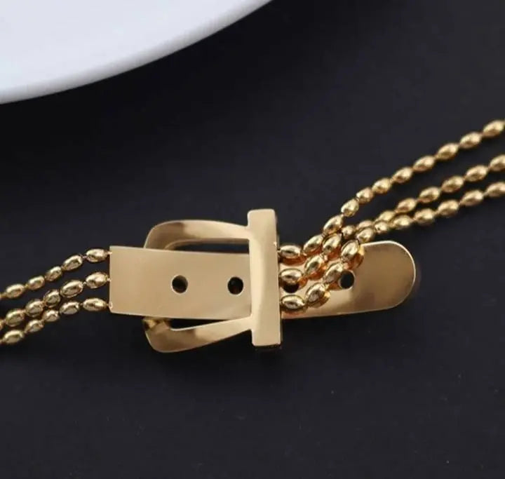 European And American Cross-border Belt Buckle Bracelet Niche Rice Bead Chain Titanium Steel - JettsJewelers