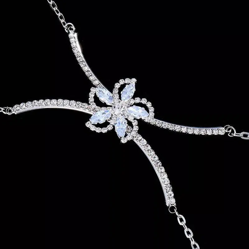 Flower Rhinestone Bra Body Sexy Bikini Silver Gold Beauty Chest Bracket Bras Nightclub and Partying Body Jewelry for Women JettsJewelers