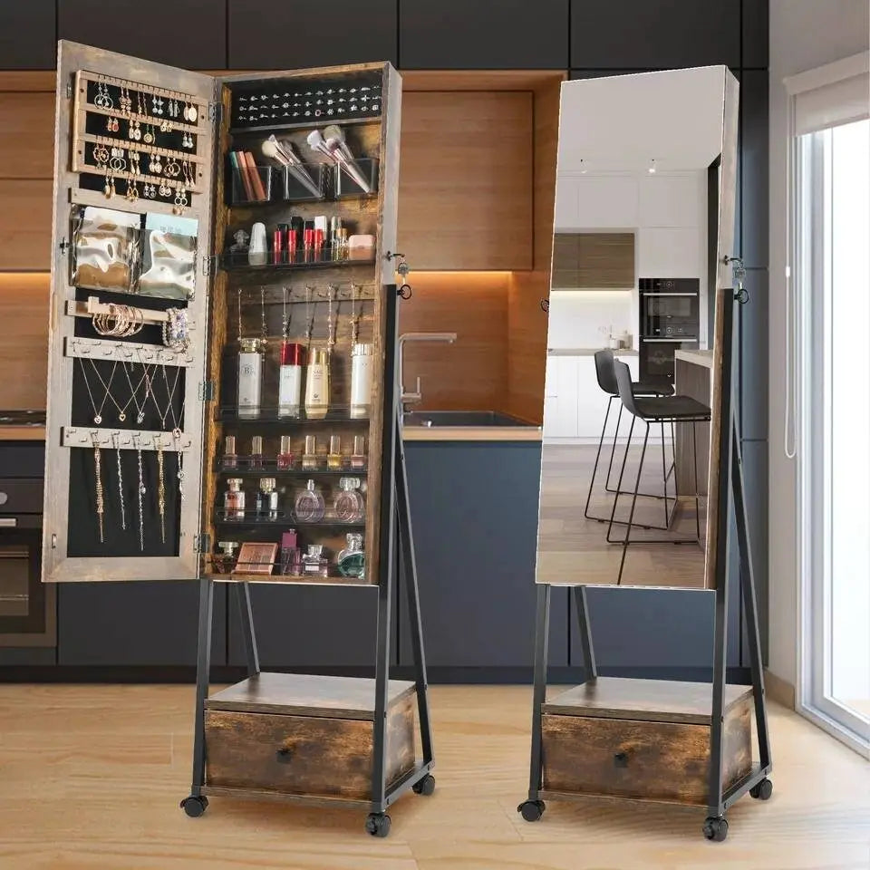 Full-Length Mirror Jewelry Box for Woman Organizers and Storage Cabinets with Drawers JettsJewelers