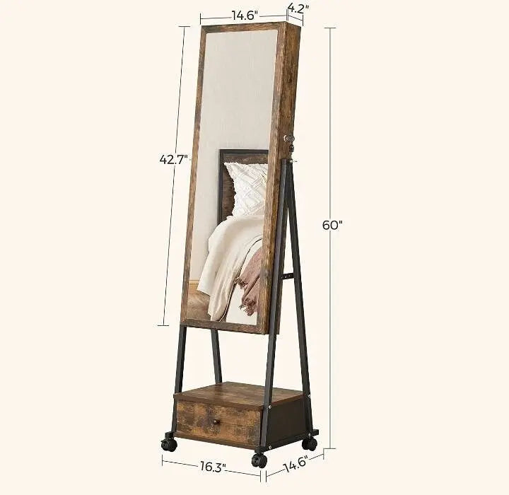 Full-Length Mirror Jewelry Box for Woman Organizers and Storage Cabinets with Drawers JettsJewelers