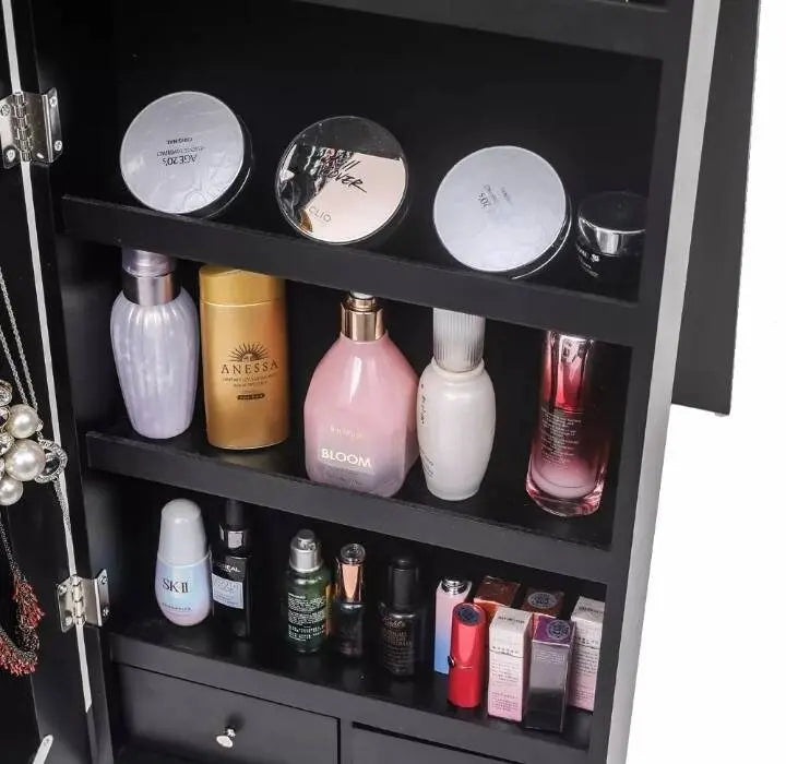 Full-Length Mirror Jewelry Storage Mirror Cabinet Cosmetics Lockable Jewelry Small Accessories Storage Cabinet Stand-up Mirror - JettsJewelers