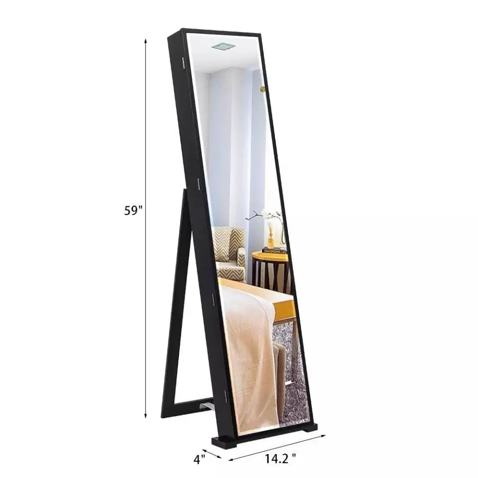 Full-Length Mirror Jewelry Storage Mirror Cabinet Cosmetics Lockable Jewelry Small Accessories Storage Cabinet Stand-up Mirror - JettsJewelers