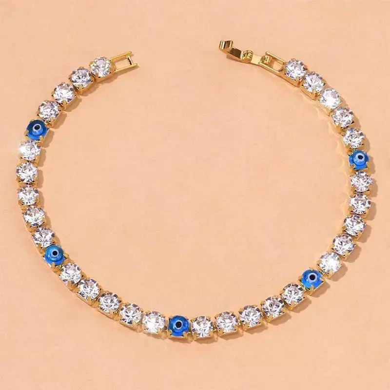 Full Rhinestone Evil Eye Anklet Bracelet for Women Bending Crystal Anklet Leg Bracelet Foot Chain Jewelry - JettsJewelers