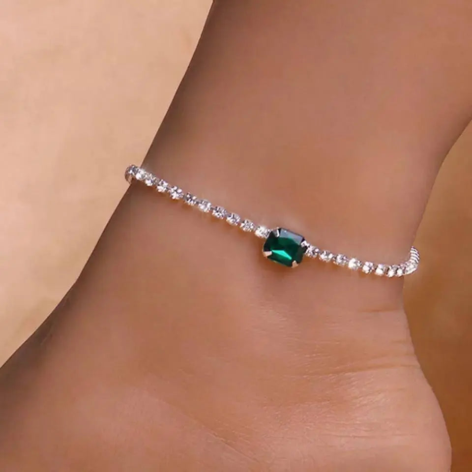 Gem Rhinestone Anklet Foot Jewelry for Women Beach Barefoot Chain Bracelet On the Leg Accessories Gift JettsJewelers