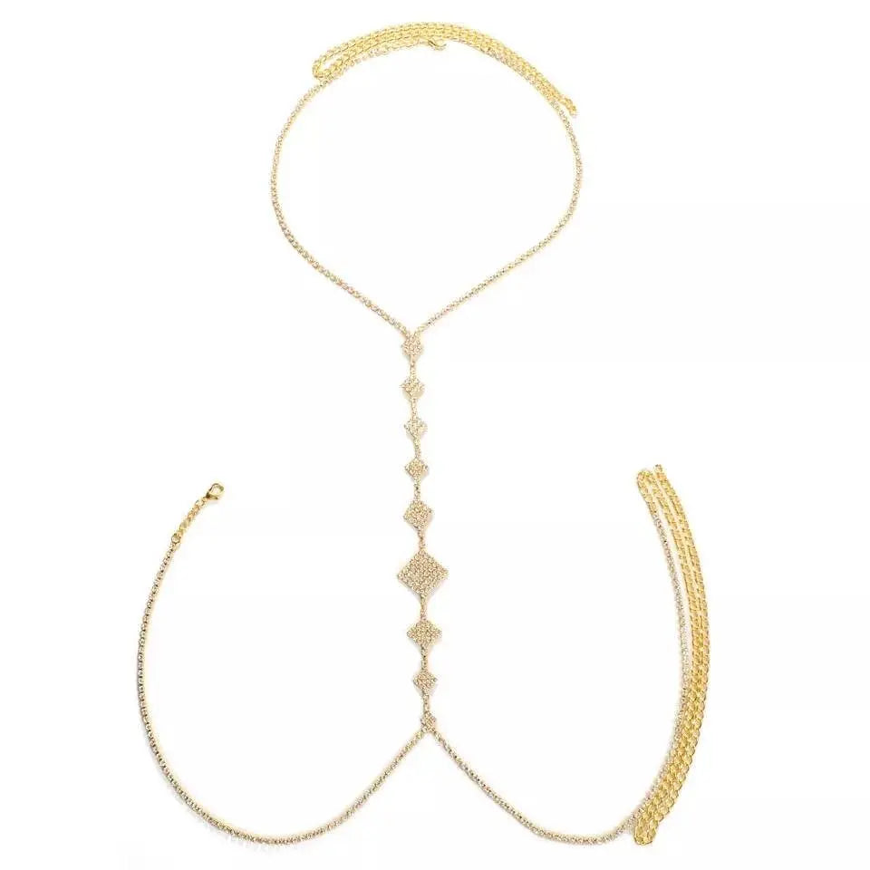 Geometric Rhinestones Bra Body Sexy Bikini Silver Gold Beauty Chest Bracket Bras Nightclub and Partying Body Jewelry for Women JettsJewelers